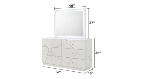Manhattan Queen 4-Piece Bedroom Set – Modern Design with Lacquer Finish, Geometric Accents, and LED Lighting (CA Inventory) - sold by Home Elegance USA