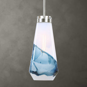 Windswept 1 Light Mini Pendant Blue & White - Blue / Silver by Uttermost - View 1