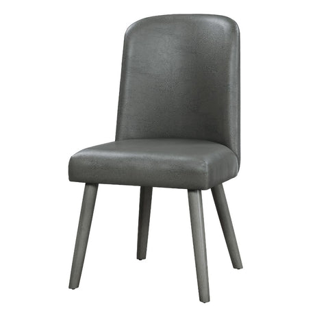 Acme - Waylon Side Chair (Set-2) 72202 Gray Synthetic Leather & Gray Oak Finish