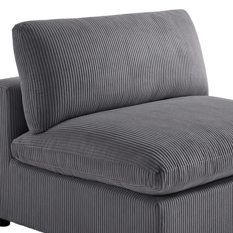 Chelsea Modular 5-Piece Sectional in Charcoal with Plush Polyester Upholstery and Removable Wood Legs - sold by Home Elegance USA