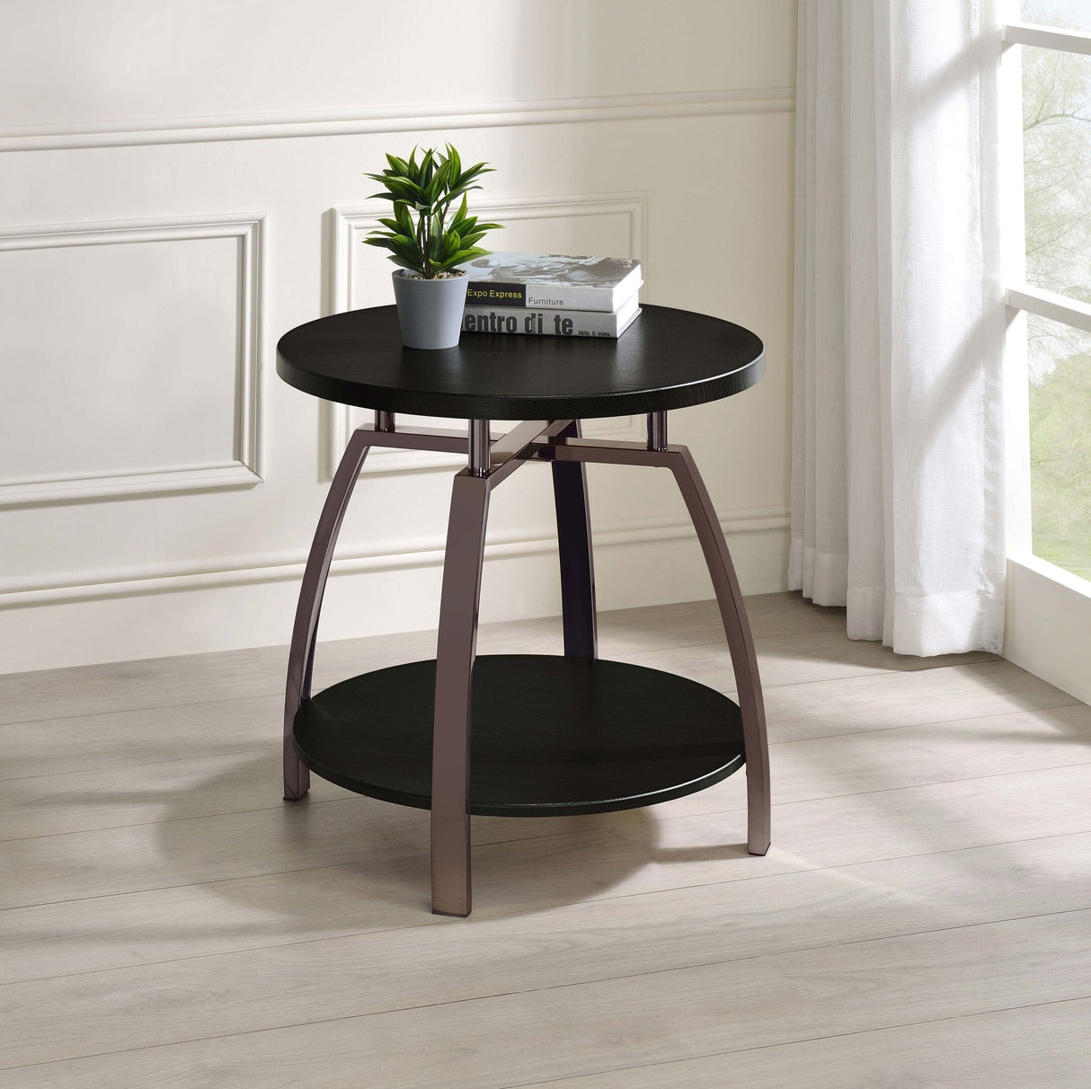 Dacre Round End Table Dark Grey and Black Nickel | Coaster - 722207 - Home Elegance USA - 2