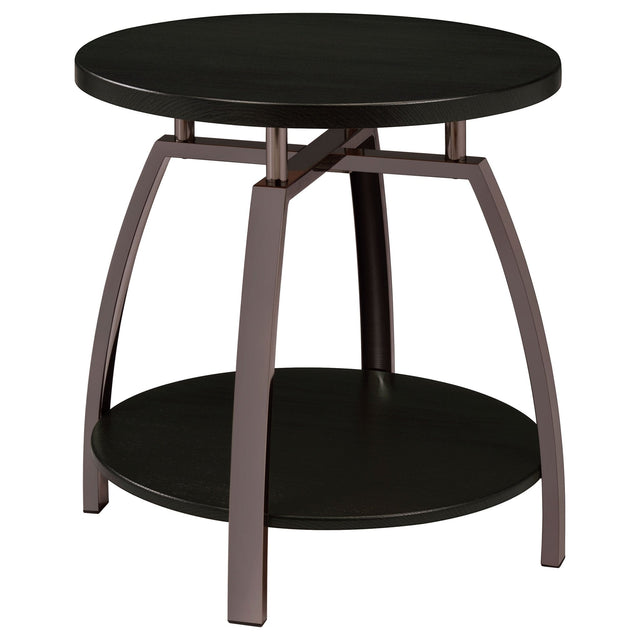 Dacre Round End Table Dark Grey and Black Nickel | Coaster - 722207 - Home Elegance USA - 1