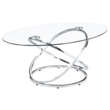 3 Pc Coffee Table Set - Warren 3 - piece Occasional Set Chrome and Clear | Coaster | Home Elegance USA