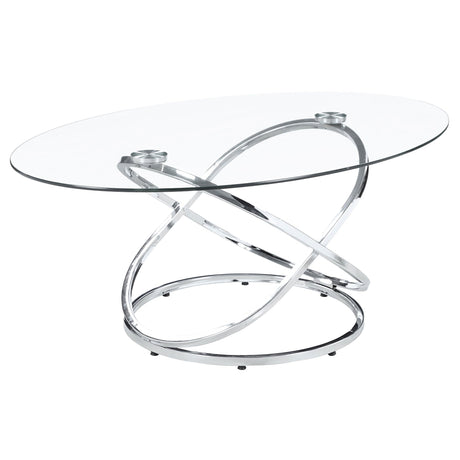 3 Pc Coffee Table Set - Warren 3 - piece Occasional Set Chrome and Clear - 722373 - image - 3