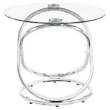 3 Pc Coffee Table Set - Warren 3 - piece Occasional Set Chrome and Clear | Coaster | Home Elegance USA