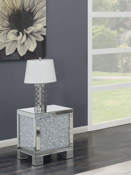 End Table - Gillian Square End Table Silver and Clear Mirror