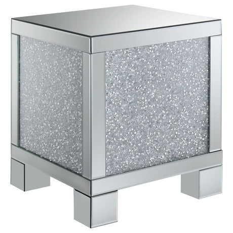 End Table - Gillian Square End Table Silver and Clear Mirror