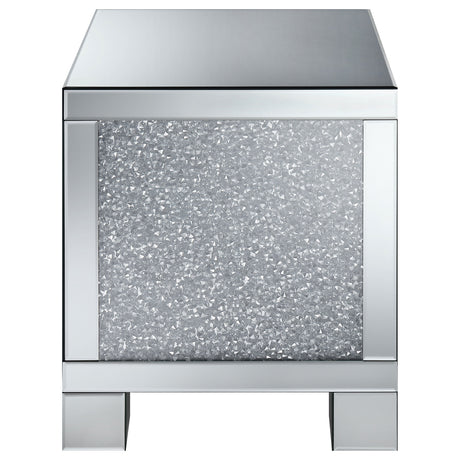 End Table - Gillian Square End Table Silver and Clear Mirror