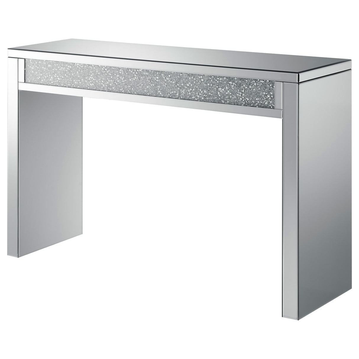 Sofa Table - Gillian Rectangular Sofa Table Silver and Clear Mirror