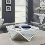 Amore Square Coffee Table with Triangle Detailing Silver and Clear Mirror | Coaster - 722508 - Home Elegance USA - 2