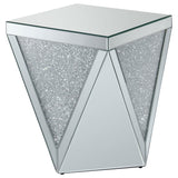 Amore Square End Table with Triangle Detailing Silver and Clear Mirror | Coaster - 722507 - Home Elegance USA - 4