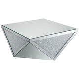 Amore Square Coffee Table with Triangle Detailing Silver and Clear Mirror | Coaster - 722508 - Home Elegance USA - 1