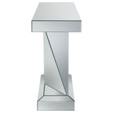 Amore Rectangular Sofa Table with Triangle Detailing Silver and Clear Mirror | Coaster | Home Elegance USA