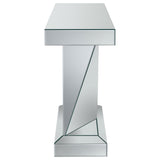 Amore Rectangular Sofa Table with Triangle Detailing Silver and Clear Mirror | Coaster | Home Elegance USA