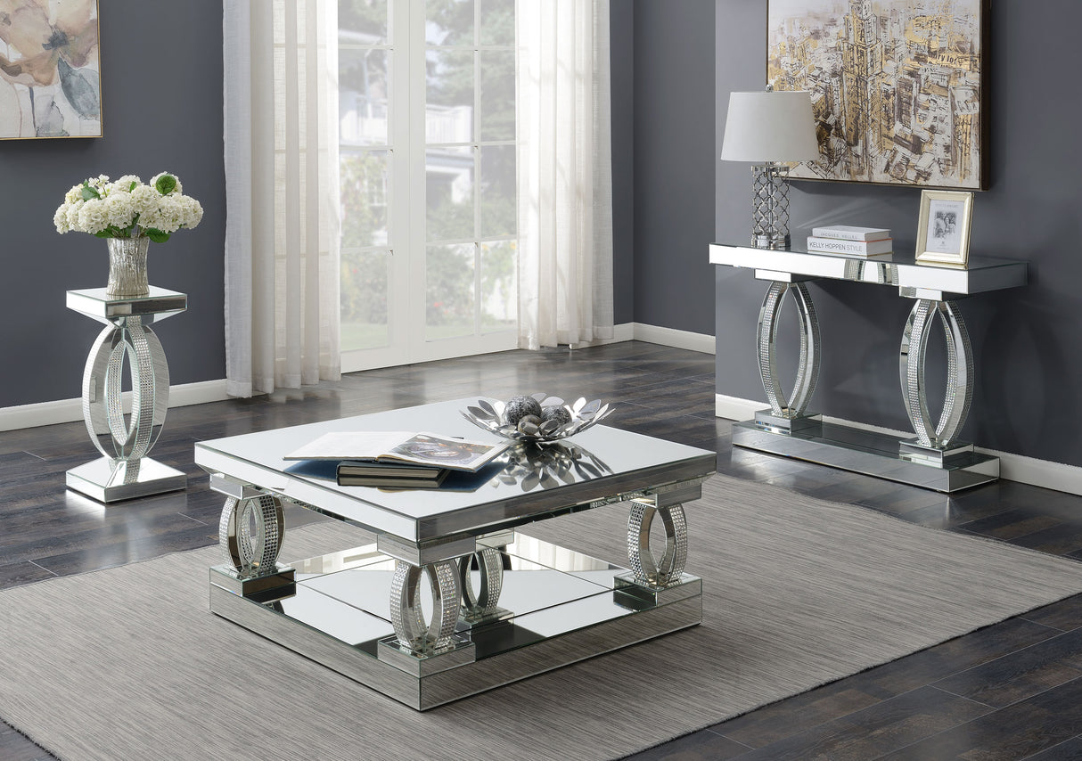 End Table - Amalia Square End Table with Lower Shelf Clear Mirror