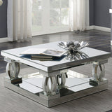 Amalia Square Coffee Table with Lower Shelf Mirror | Coaster - 722518 - Home Elegance USA - 2