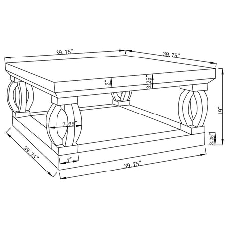 Amalia Square Coffee Table with Lower Shelf Mirror | Coaster | Home Elegance USA