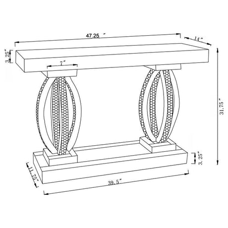 Amalia Rectangular Sofa Table with Shelf Clear Mirror | Coaster | Home Elegance USA
