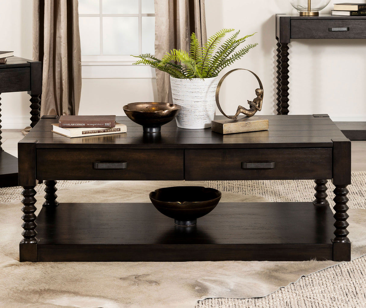 Coffee Table - Meredith 2-drawer Coffee Table Coffee Bean