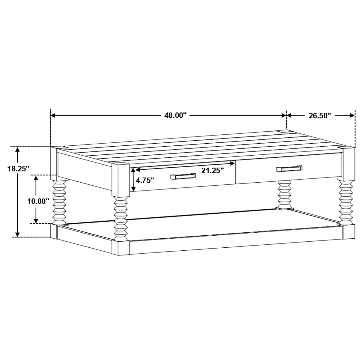 Coffee Table - Meredith 2-drawer Coffee Table Coffee Bean