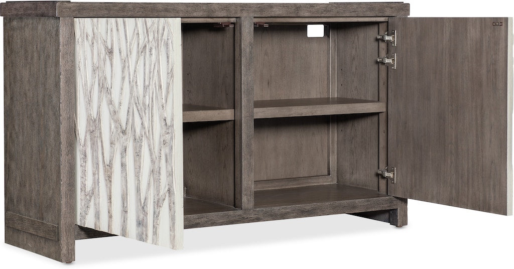 Hooker Furniture Commerce & Market Aspen Grove Door Chest – Dark Wood Finish, Tree and Branch Motif, Soft-Close Doors - Home Elegance USA