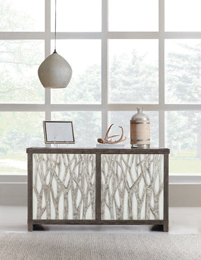 Hooker Furniture Commerce & Market Aspen Grove Door Chest – Dark Wood Finish, Tree and Branch Motif, Soft-Close Doors - sold by Home Elegance USA