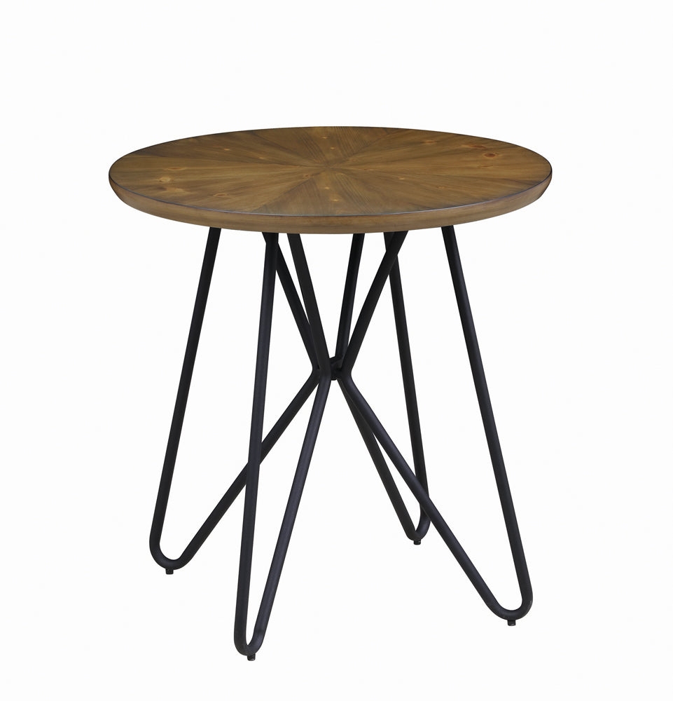 End Table - Brinnon Round End Table Dark Brown and Black