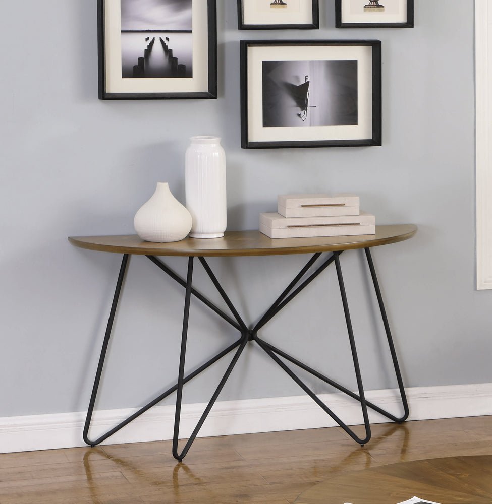 Brinnon Semicircle Sofa Table Dark Brown and Black | Coaster - 722899 - Home Elegance USA - 2