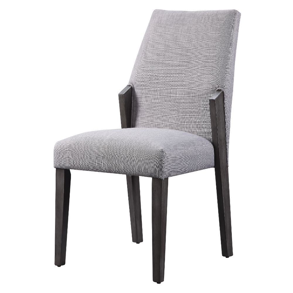 Acme - Belay Side Chair (Set-2) 72292 Gray Fabric & Gray Oak Finish