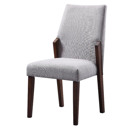 Acme - Benoit Side Chair (Set-2) 72297 Gray Fabric & Brown Finish