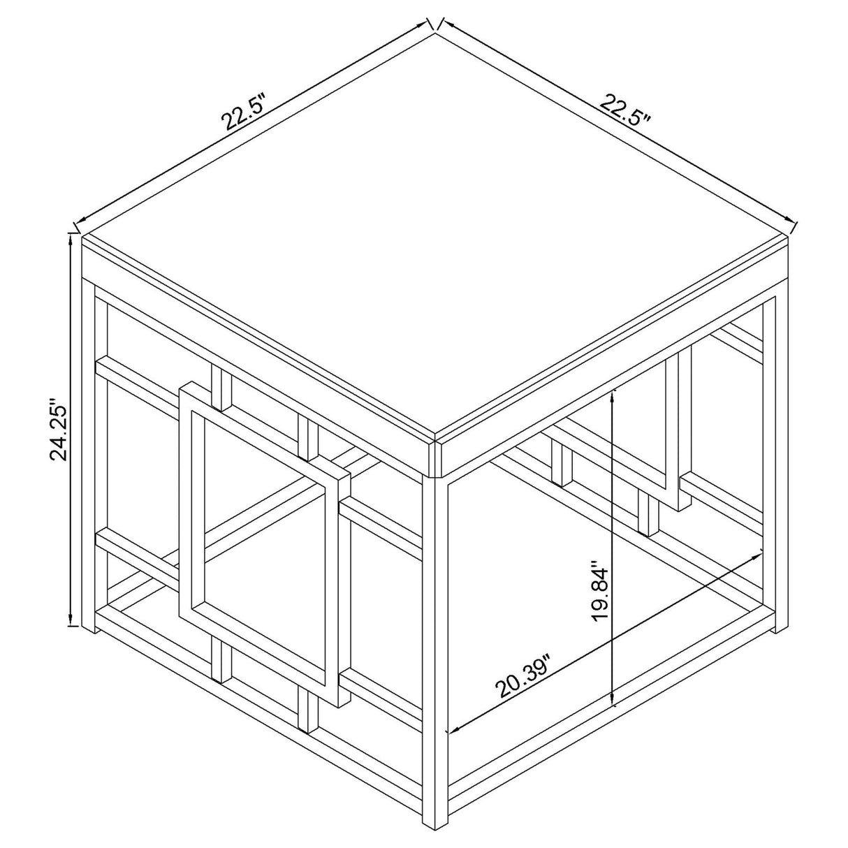 Dafina Geometric Frame Square End Table Chrome | Coaster - 723077 - Home Elegance USA - 5