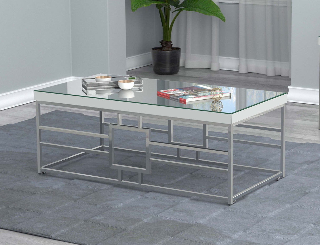 Dafina Geometric Frame Rectangular Coffee Table Chrome | Coaster | Home Elegance USA