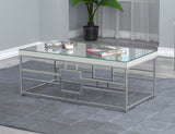 Dafina Geometric Frame Rectangular Coffee Table Chrome | Coaster | Home Elegance USA