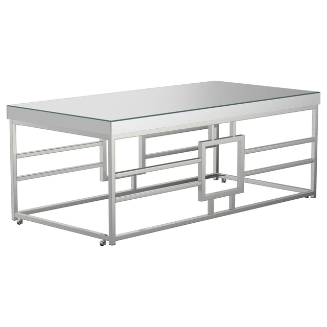 Dafina Geometric Frame Rectangular Coffee Table Chrome | Coaster - 723078 - Home Elegance USA - 1