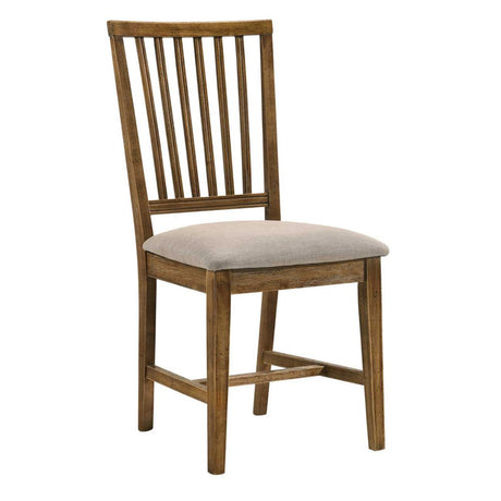 Acme - Wallace II Side Chair (Set-2) 72312 Tan Linen & Weathered Oak Finish