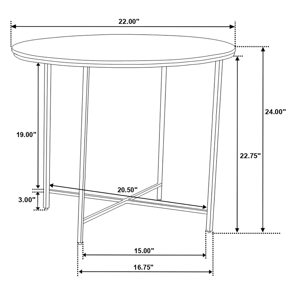 End Table - Ellison Round X-cross End Table White and Gold