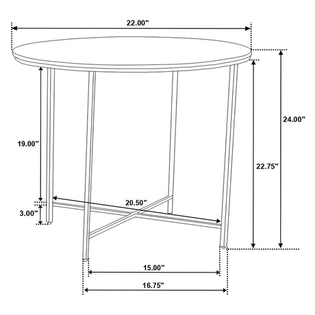 End Table - Ellison Round X-cross End Table White and Gold