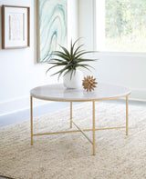 Coffee Table - Ellison Round X-cross Coffee Table White and Gold