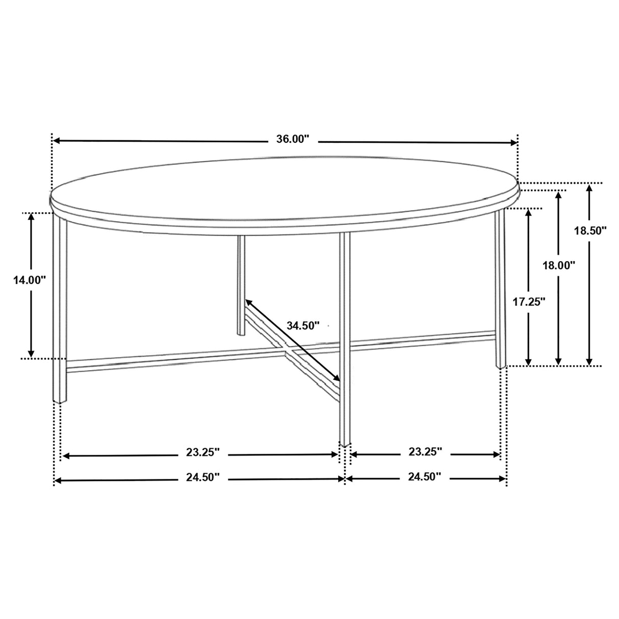 Coffee Table - Ellison Round X-cross Coffee Table White and Gold