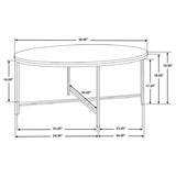 Coffee Table - Ellison Round X-cross Coffee Table White and Gold