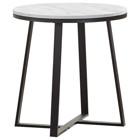 End Table - Hugo Metal Base Round End Table White and Matte Black