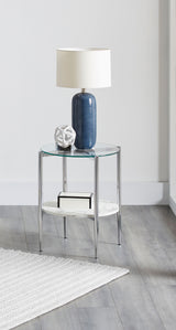 End Table - Cadee Round Glass Top End Table Clear and Chrome