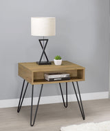End Table - Fanning Square End Table with Open Compartment Golden Oak and Black