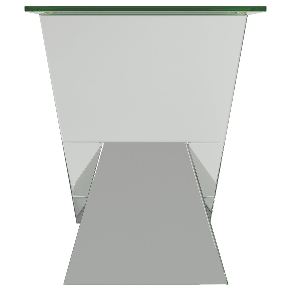 End Table - Taffeta V-shaped End Table with Glass Top Silver