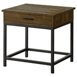 End Table - Byers Square 1-drawer End Table Brown Oak and Sandy Black