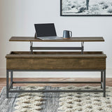 Lift Top Coffee Table - Byers Black Coffee Table with Hidden Storage Brown Oak and Sandy Black