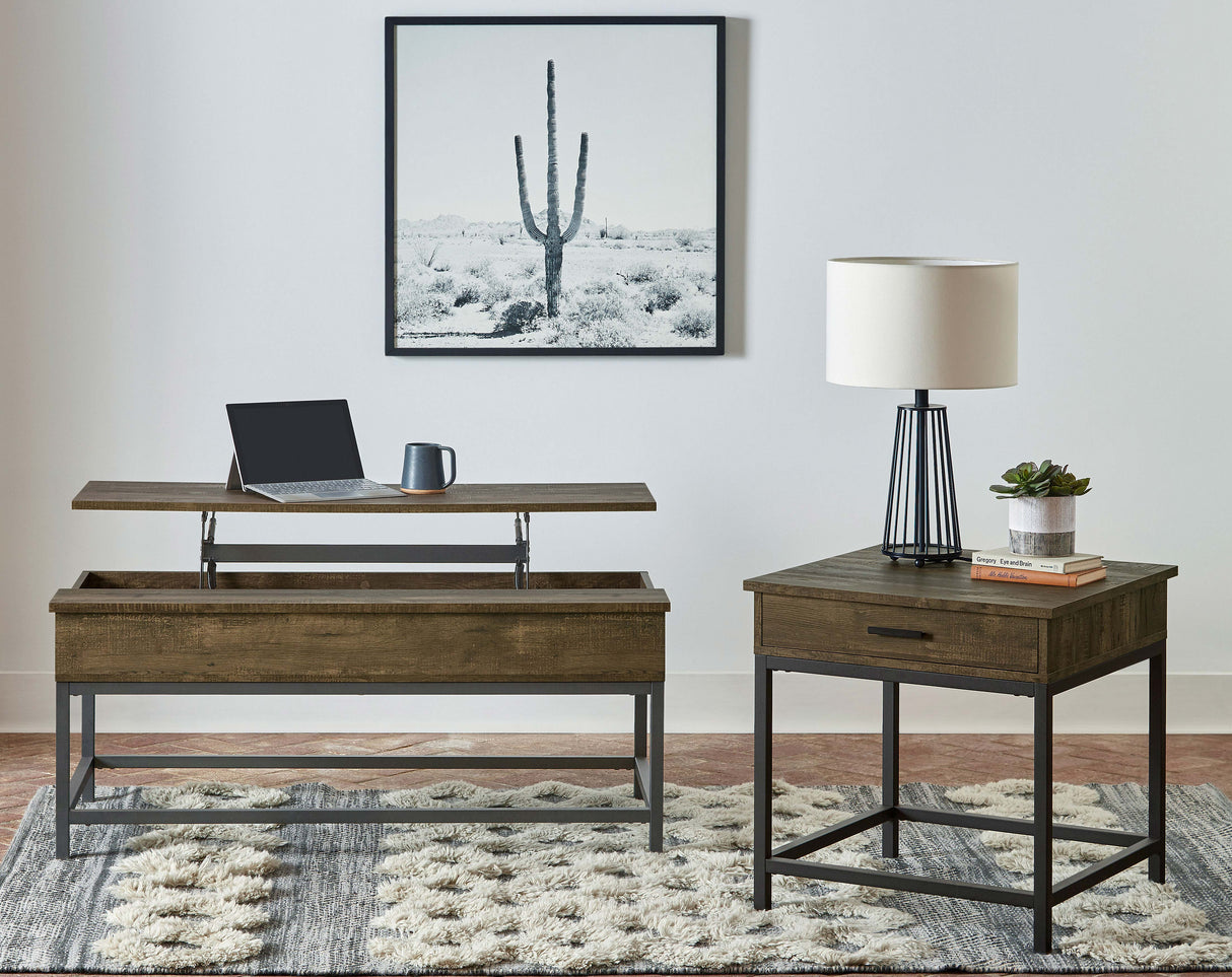 Lift Top Coffee Table - Byers Black Coffee Table with Hidden Storage Brown Oak and Sandy Black