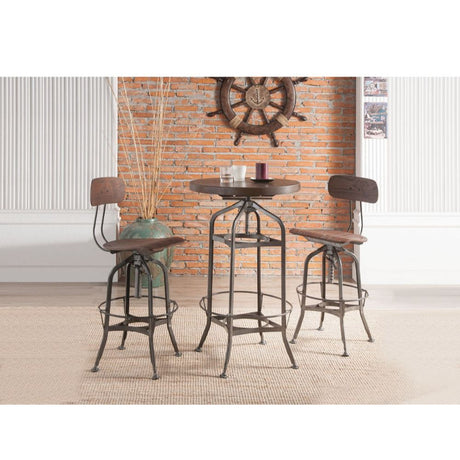 Acme - Kaeso Bar Table 72380 Walnut & Gunmetal Finish