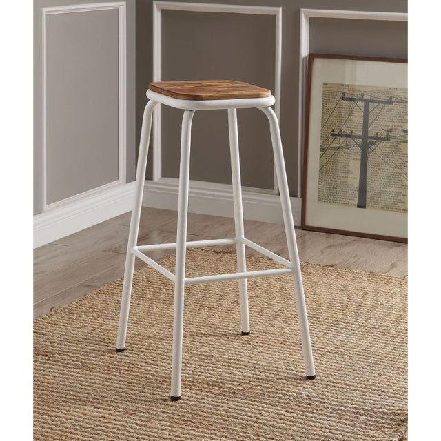 Acme - Scarus Bar Stool (Set-2) 72386 Natural & White Finish