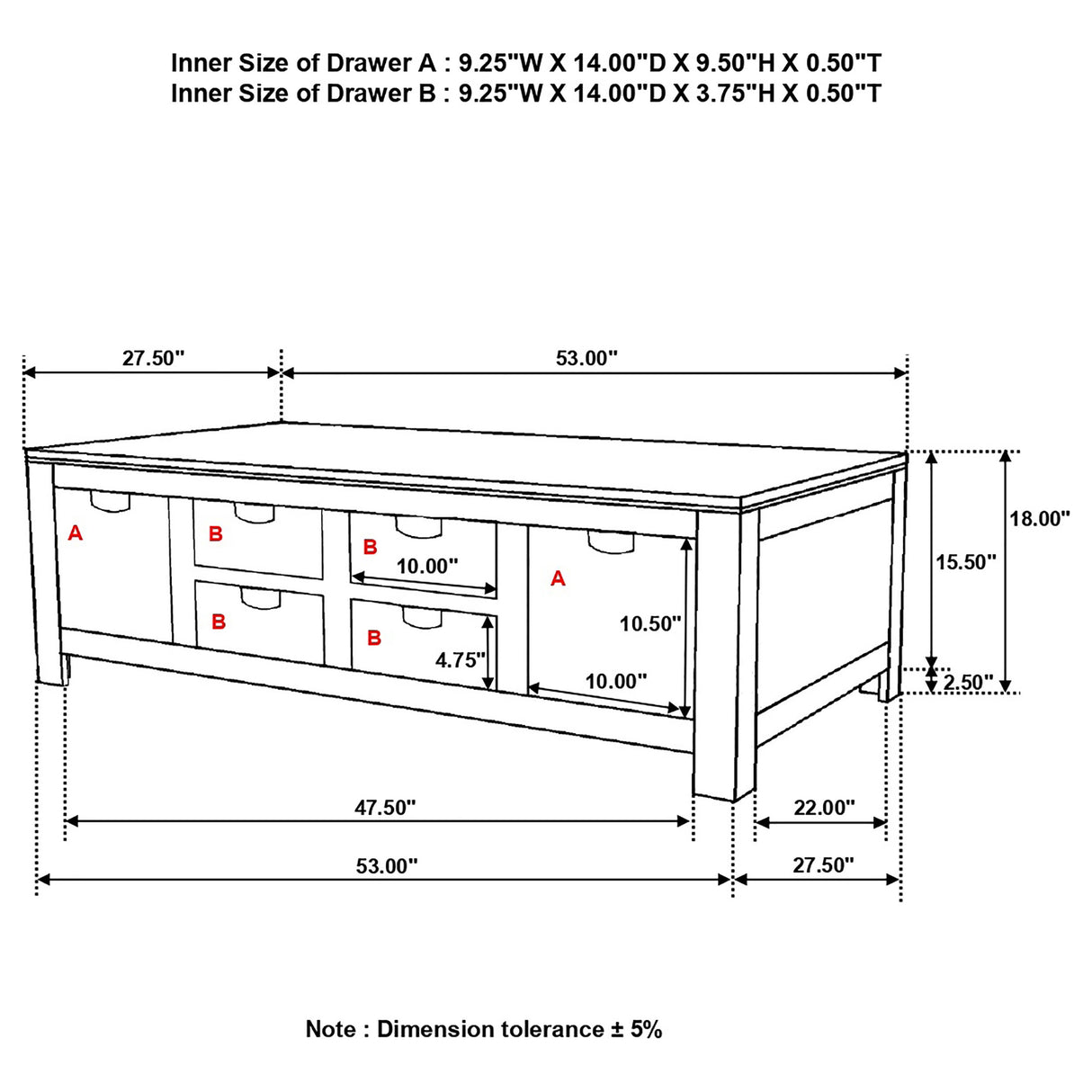 Coffee Table - Esther 6-drawer Storage Coffee Table Natural Sheesham